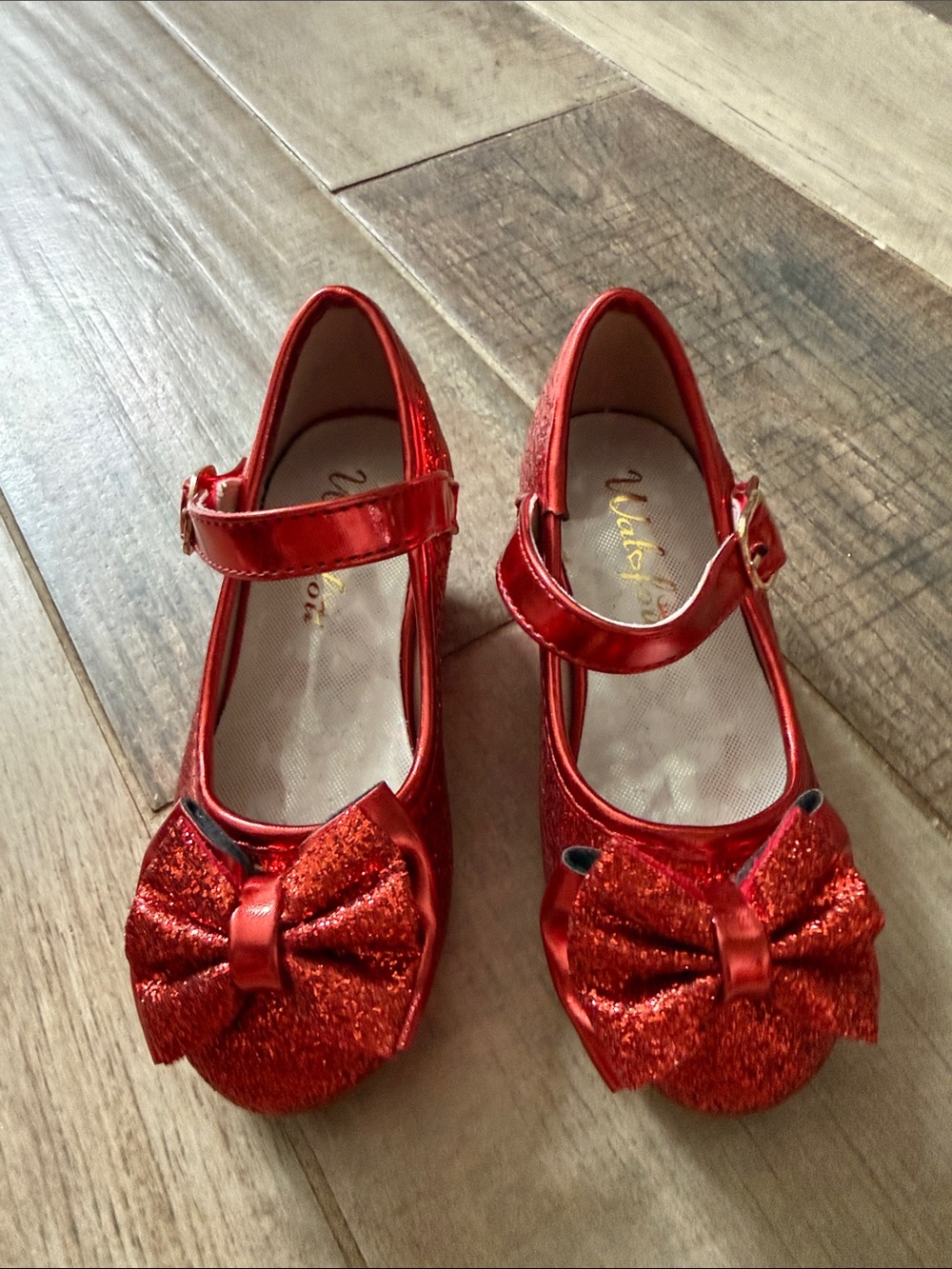 Girls Sparkle ruby Red Mary Jane Shoes with Bow